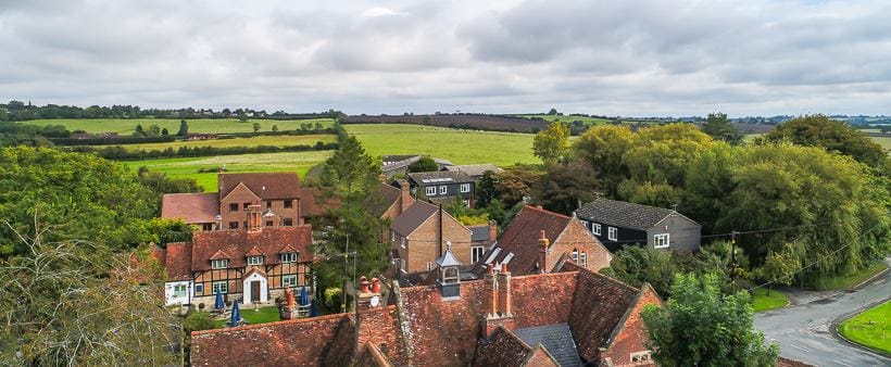 Aerial view of Hardwick village